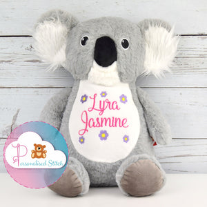 personalised grey koala soft toy
