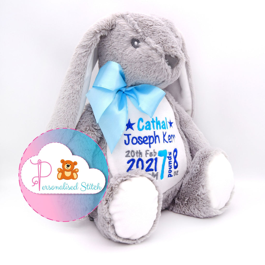 Personalised Grey bunny teddy