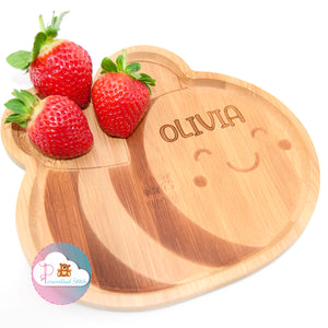 personalised bee bamboo plate