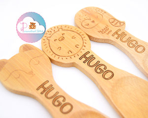 personalised bamboo animal spoons