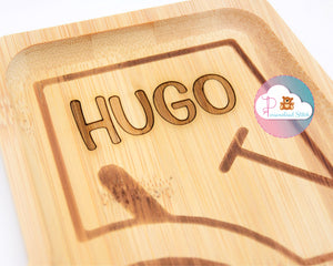 personalised tractor bamboo plate engraved