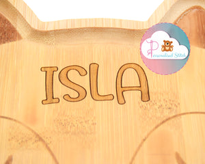 personalised engraved fox bamboo plate