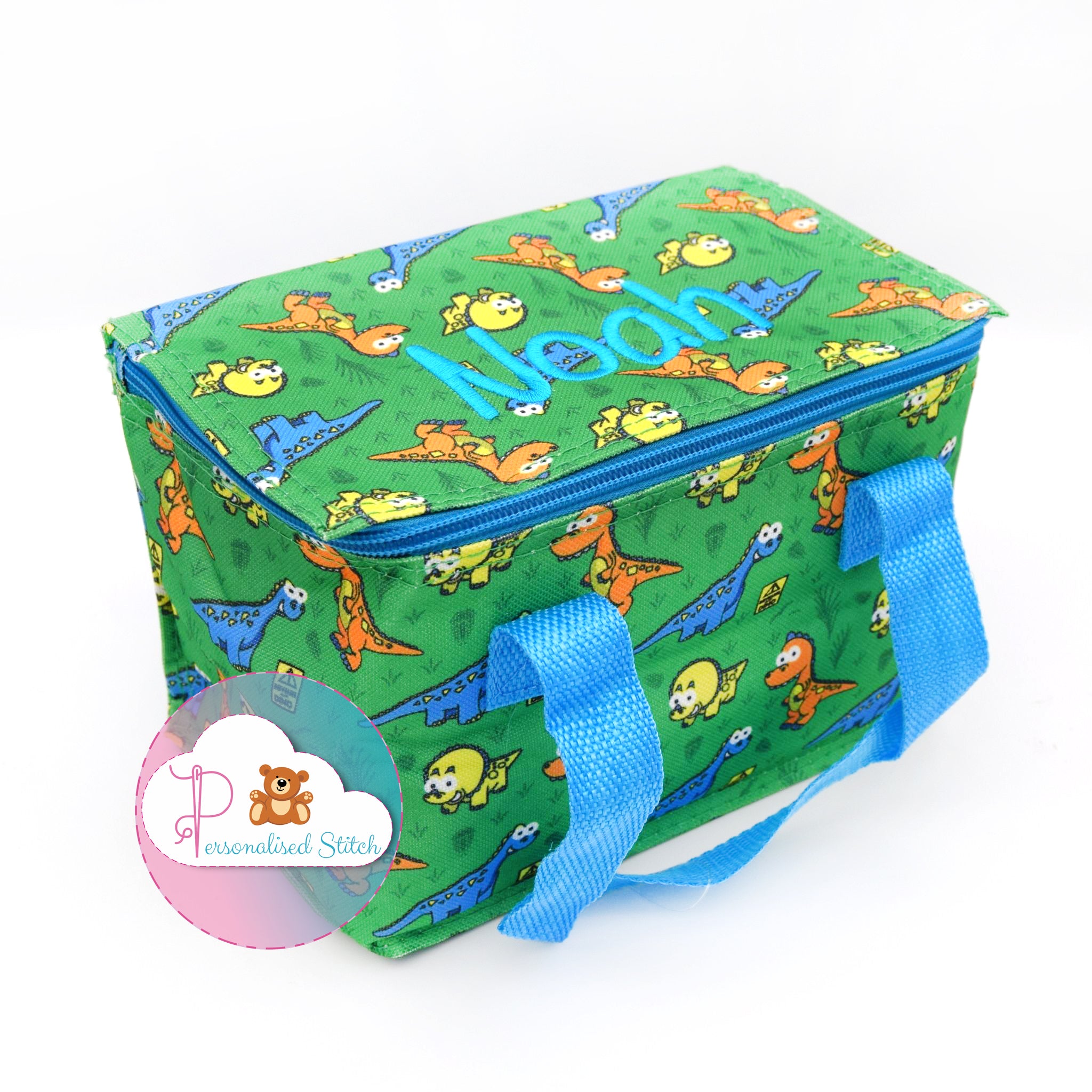 personalised kids playful dinosaur lunch box