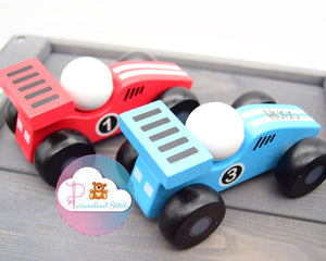 personalised engraved toy racing car for a baby