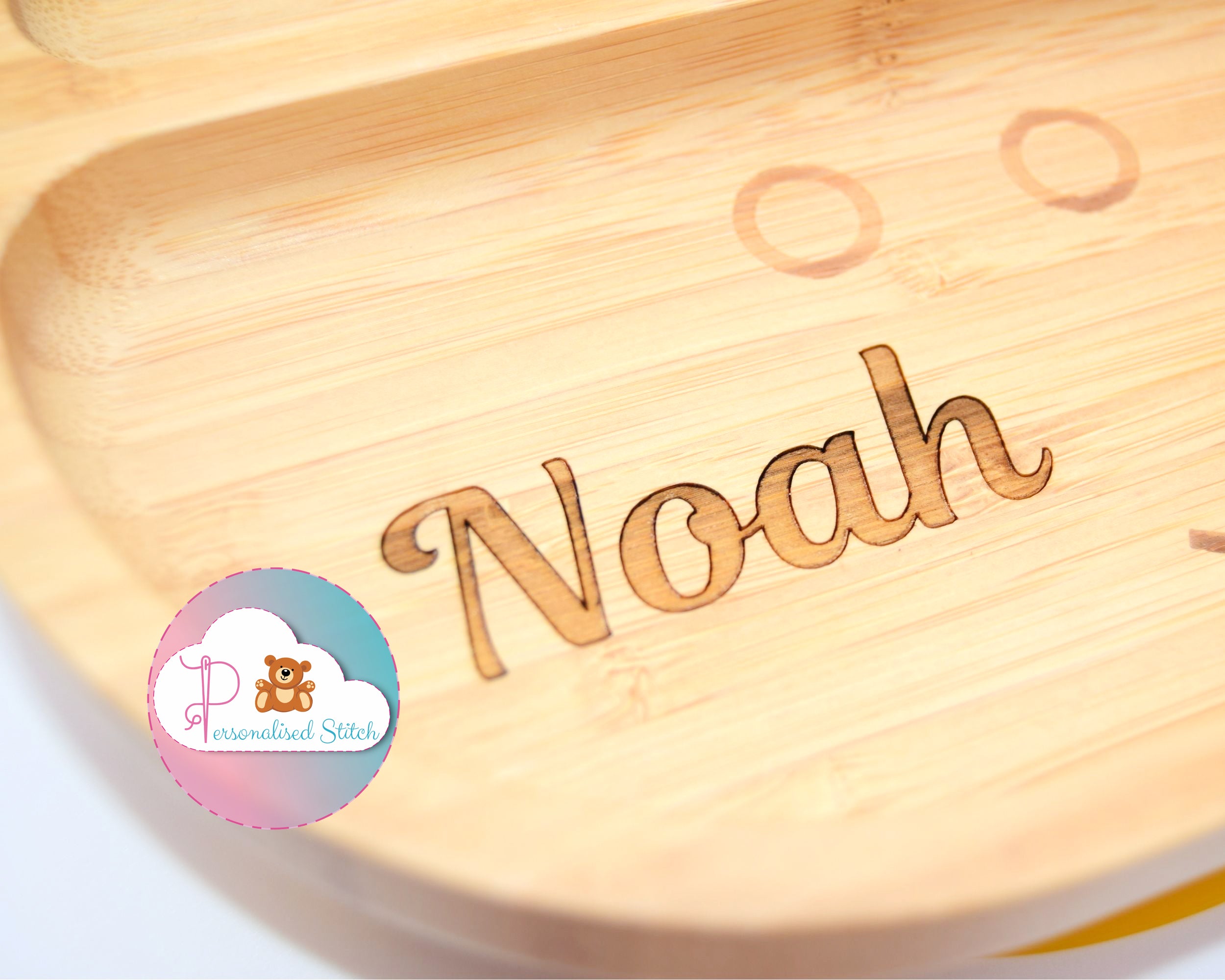 personalised engraved baby plate monkey with suction cup