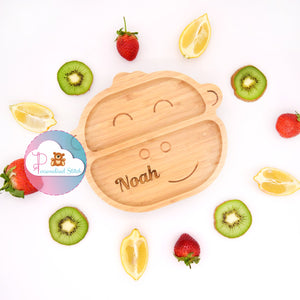 personalised baby plate monkey bamboo suction plate