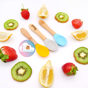 personalised baby bamboo silicone spoons