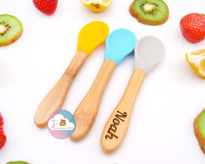 personalised engraved baby bamboo spoons