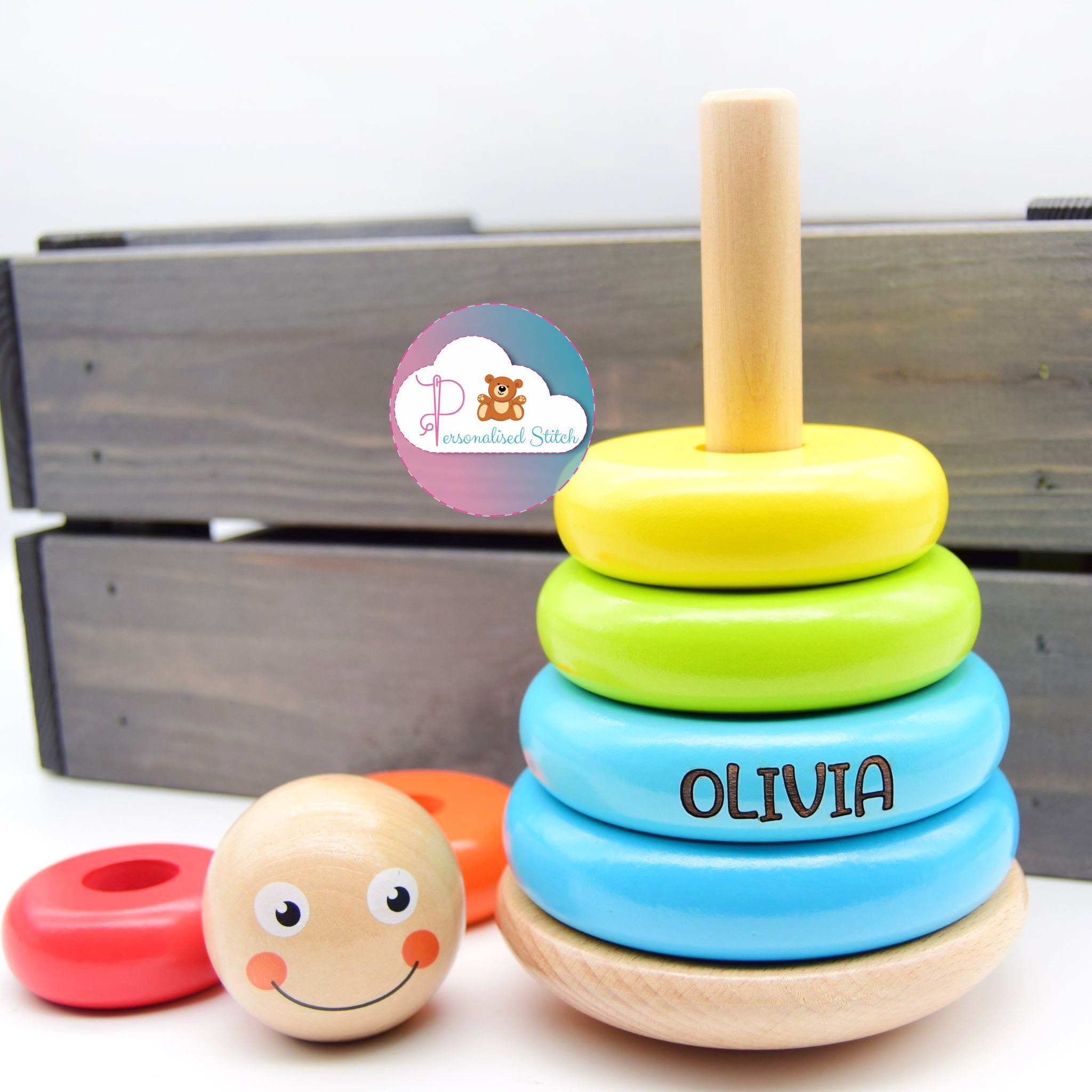 personalised wobbly stacker toy