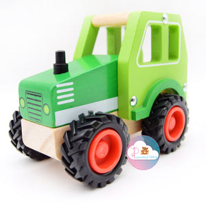 personalised wooden toy tractor set