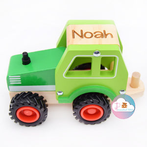personalised wooden toy tractor engraved