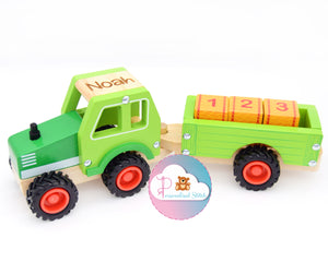 personalised wooden toy tractor