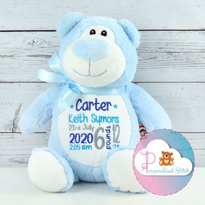 personalised blue teddy bear