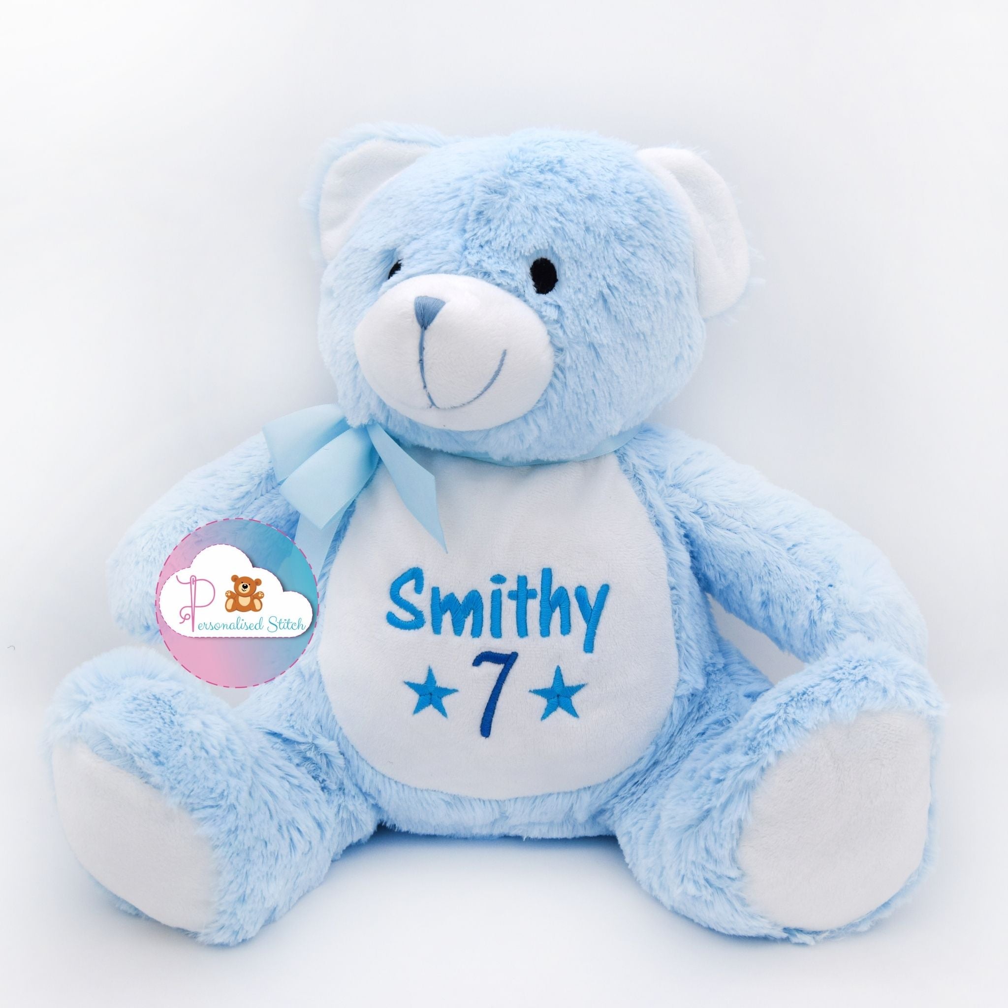 personalised blue soft toy