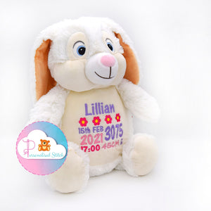 personalised cream bunny soft toy