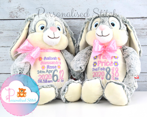 personalised grey bunny teddy bears