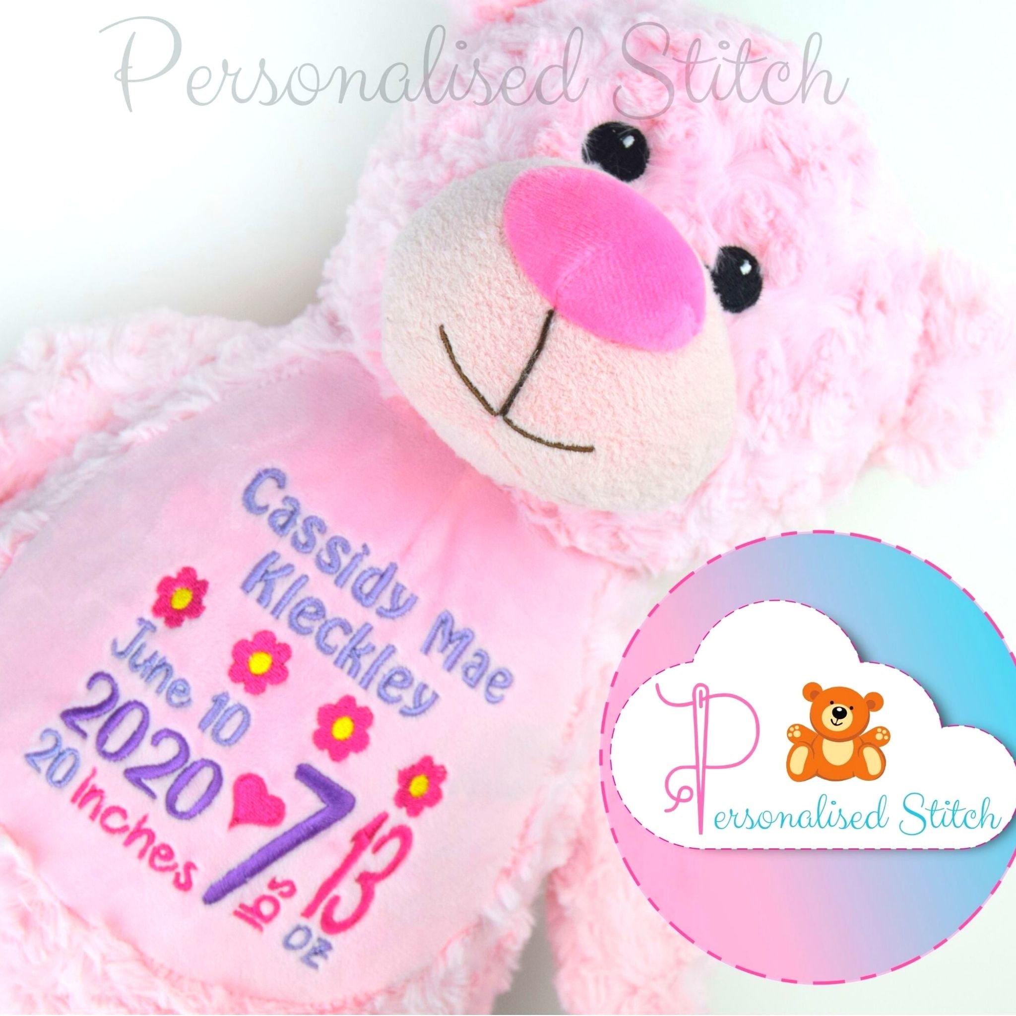 customised pink teddy bear