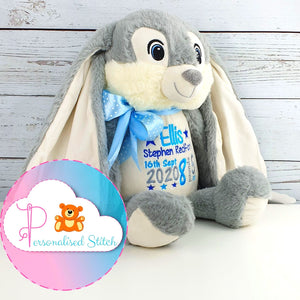 personalised grey bunny soft toy
