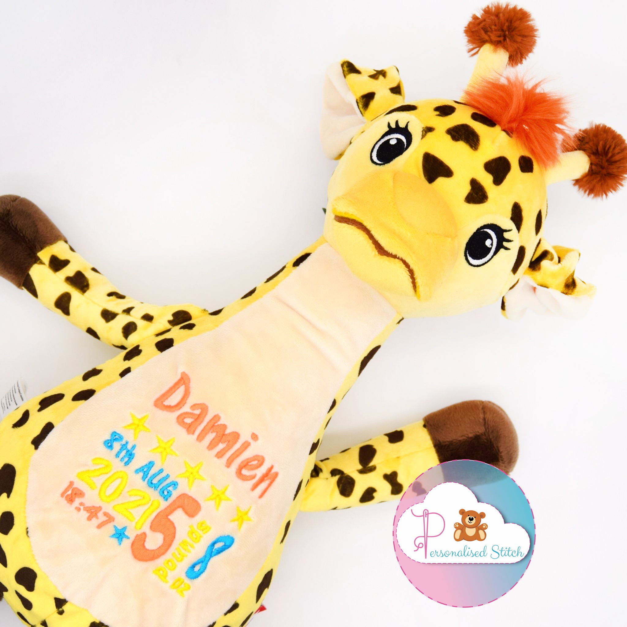 personalised embroidered giraffe teddy bear