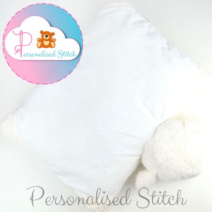 personalised white lamb cushion