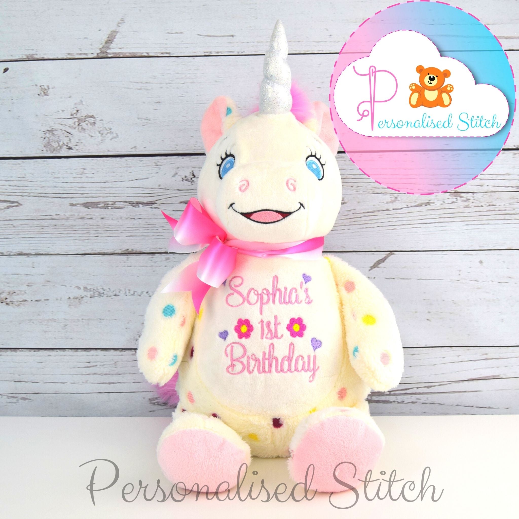 personalised unicorn teddy bear