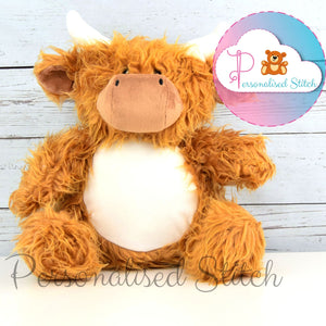 personalised highland cow teddy bear