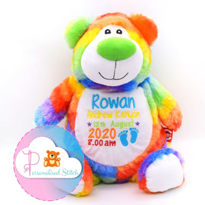 personalised rainbow teddy bear